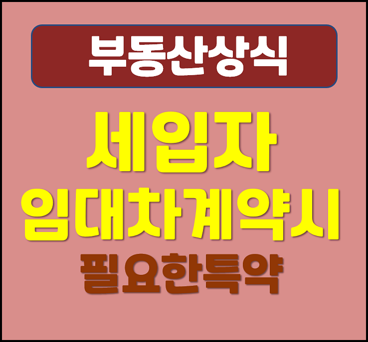  세입자 임차인 전세 월세 임대차계약시 꼭 넣어야 할 특약