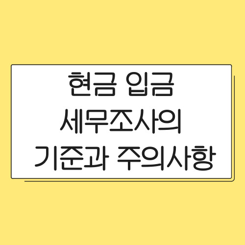  현금 입금 세무조사 국세청 대상 기준 어디까지일까?