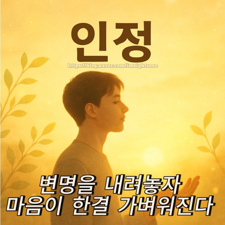  인정: 변명을 내려놓자, 마음이 한결 가벼워진다