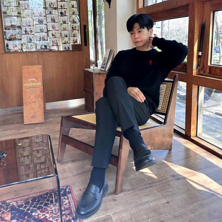  남자 쿠에른 런던 로퍼 08 블랙 사이즈, 착용샷