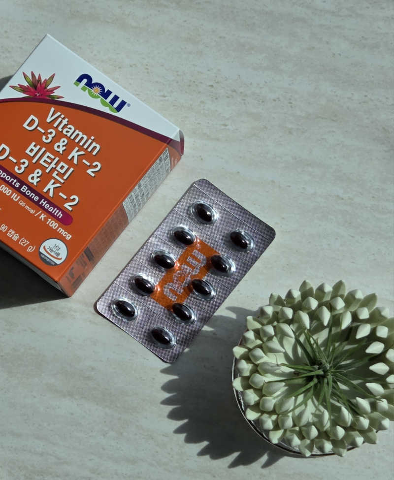 칼슘 흡수 돕는 뼈 건강 루틴, 나우푸드코리아 비타D3 & K2 후기