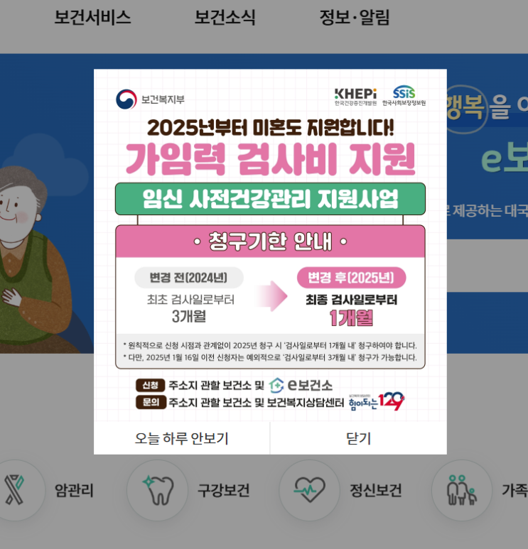  2025년 e보건소 임신 사전건강관리 검사비 지원 받는 방법 / 가임력 검사비 지원