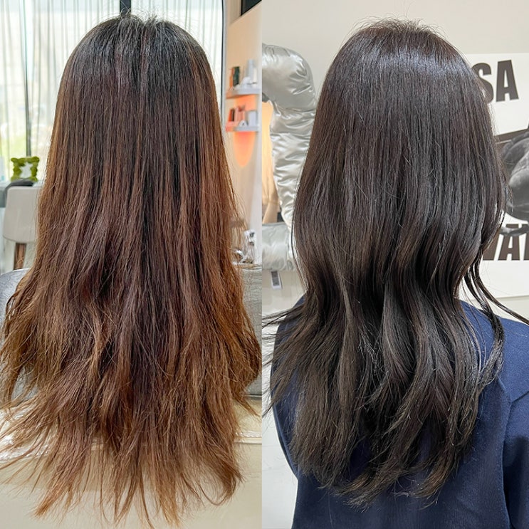  신중동역 미용실 살롱워치 애쉬브라운 톤다운 염색 성공