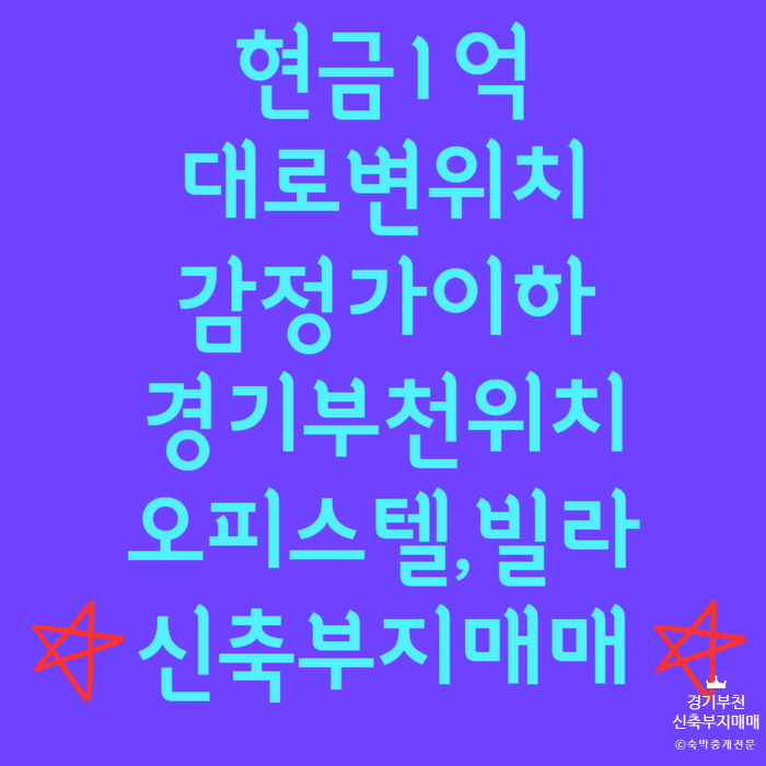  현금1억 경기도 부천 빌라 오피스텔 LH주택 신축 부지 매매