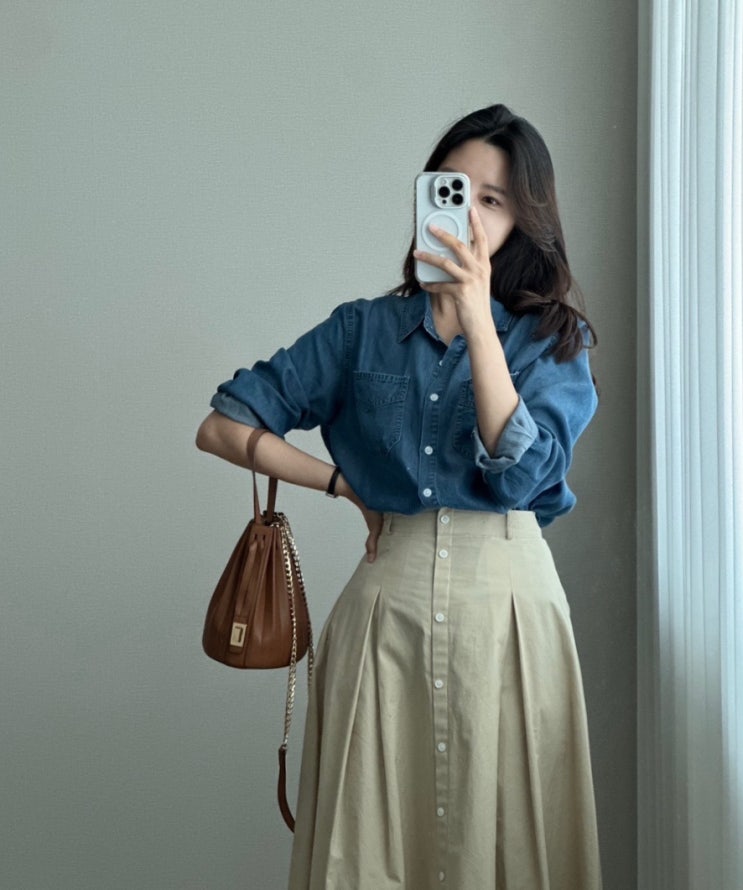  사계절청남방 미님 텐셀 데님셔츠 코디, 얇은청남방