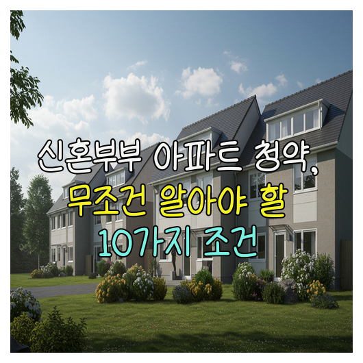  신혼부부 아파트 청약, 꼭 알아야 할 10가지 조건