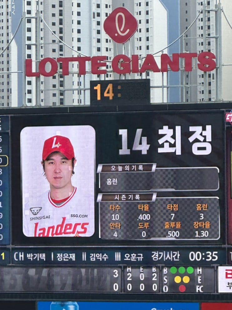 이민석 첫선발, <b>황성빈부상</b>, 최정홈런, 내야상단석 142블럭 18열