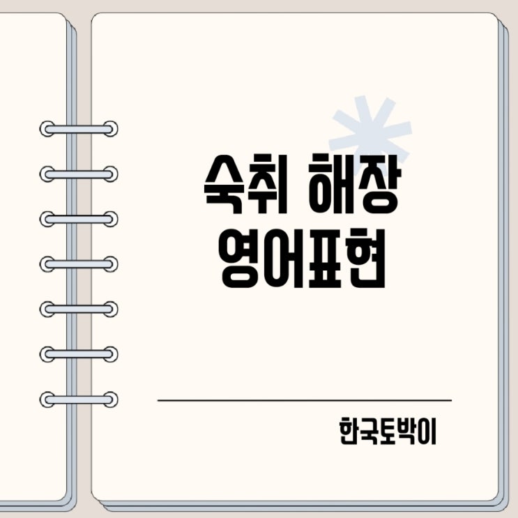  해장 숙취 영어로 hang over 뜻