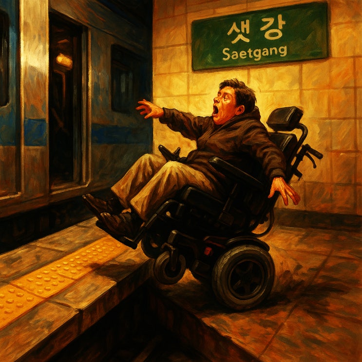 <b>샛강역</b> 승강장에서 <b>전동휠체어</b> 탄 장애인 <b>추락 사고</b> 발생과... 
