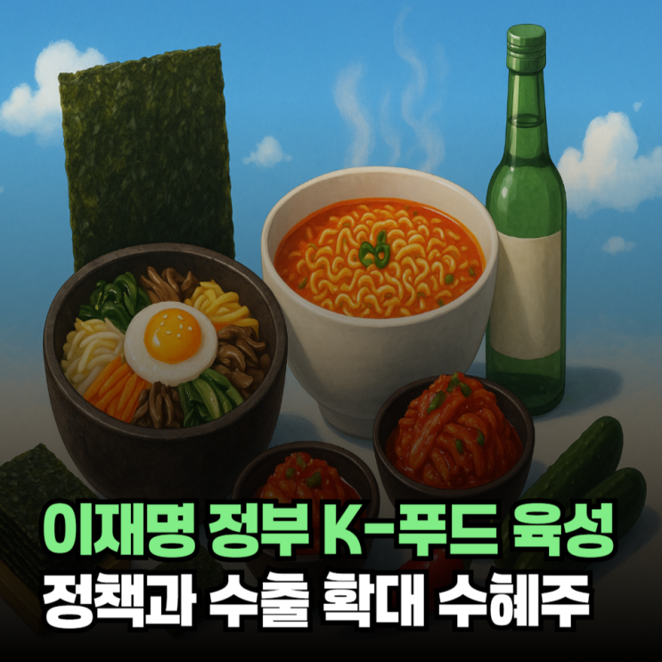 <b>이재명</b> 정부 <b>K</b>-<b>푸드</b> 육성 정책과 <b>수출</b> 확대 수혜주 총정리... 