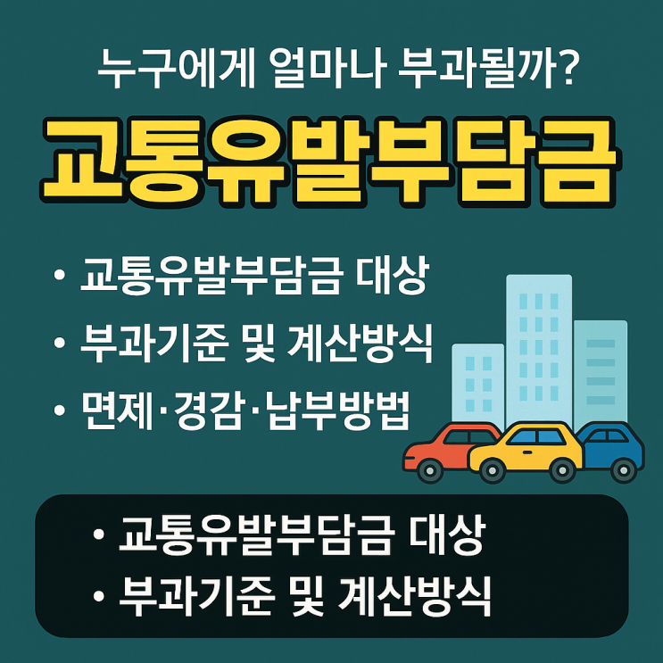 교통유발부담금이란, 누구에게 얼마나 부과될까? 대상(부과기준) 및 납부 기간과 납부 방법 계산 예시까지 한눈에 정리