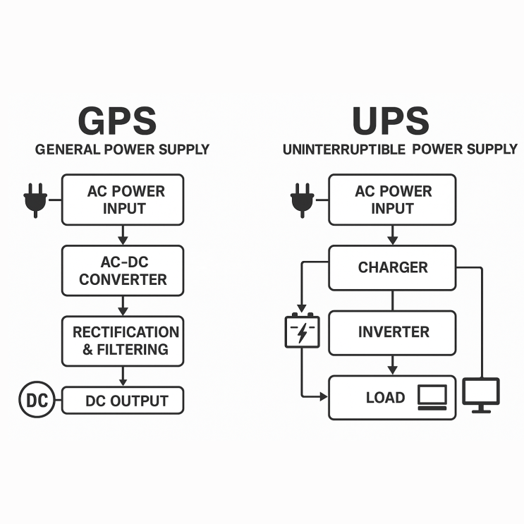  GPS UPS 일반 무정전 전원공급장치 뜻 원리 역할 용도 비교 정격전원 산정