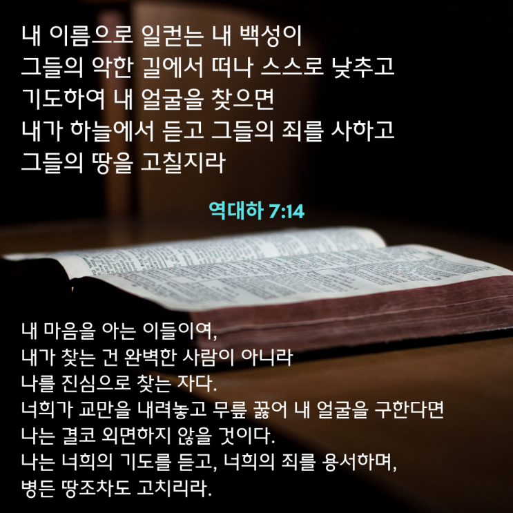  너희가 나를 구하면, 나는 고치리라  회복의 약속