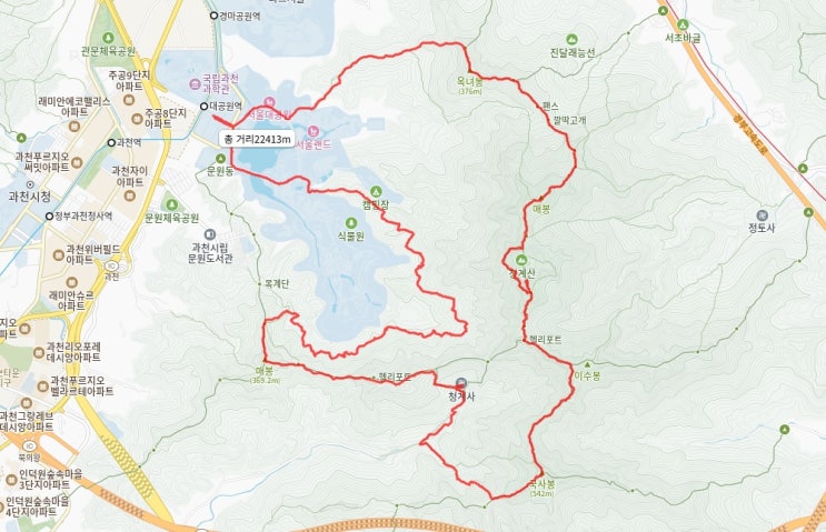  청계산 6봉 + 대공원 산림욕장길