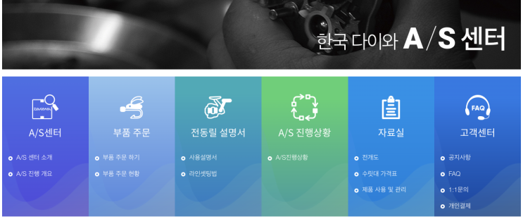  다이와 로드 릴 부품표 조회 방법 및 부품 주문 방법.
