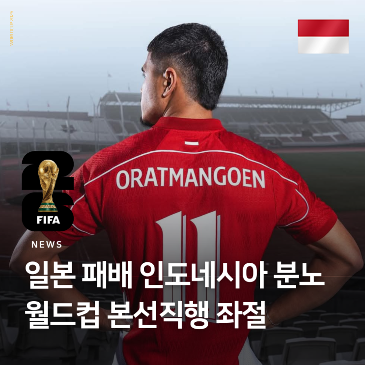 일본 패배 나비효과 인도네시아 분노 <b>월드컵 본선</b>직행 <b>좌절</b>