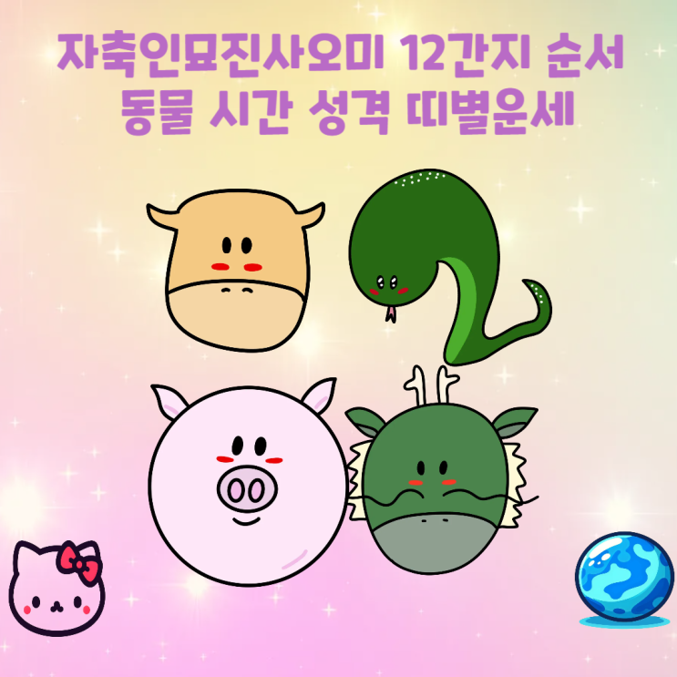 자축인묘진사오미 12간지 순서 동물 시간 성격 <b>띠별운세</b> 정리