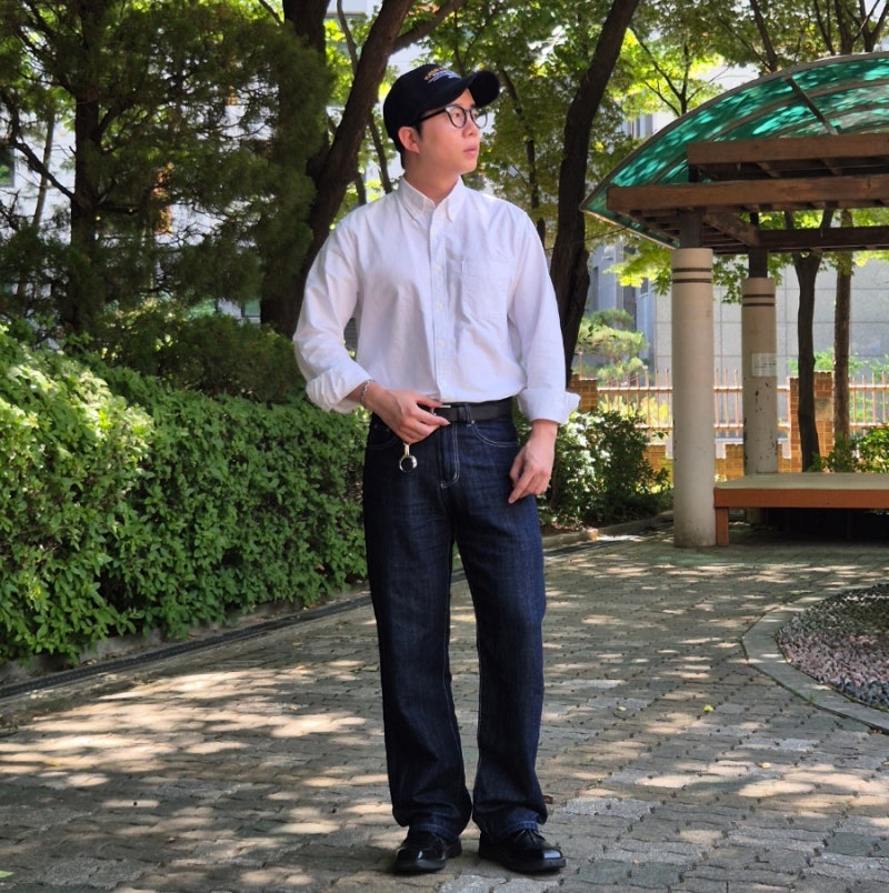 남자 미니멀룩 플래토 볼캡 유니클로 셔츠 리넨 생지 데님 야세 더비 데일리룩