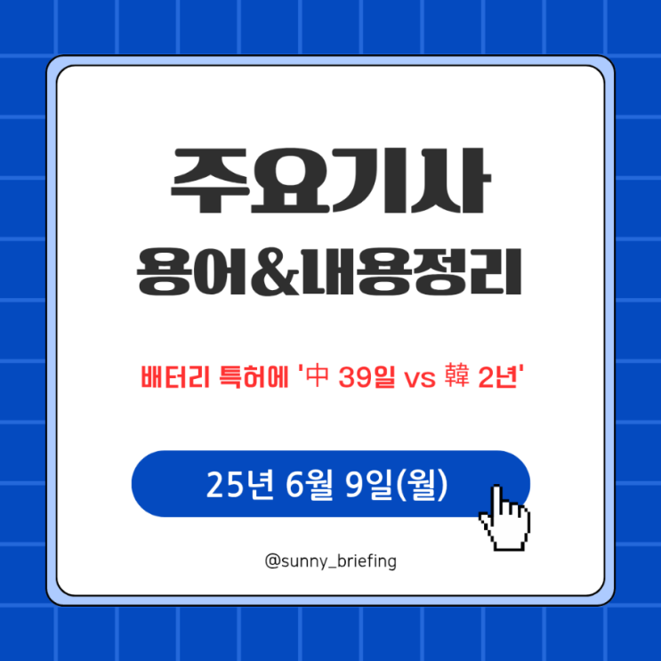  신문으로 경제공부 "배터리 특허에 中 39일 vs 韓 2년" 핵심용어 및 기사내용 정리
