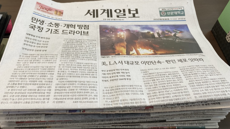 20250609 세계일보, 조선일보, 한겨레신문 사설 요약 및 분석