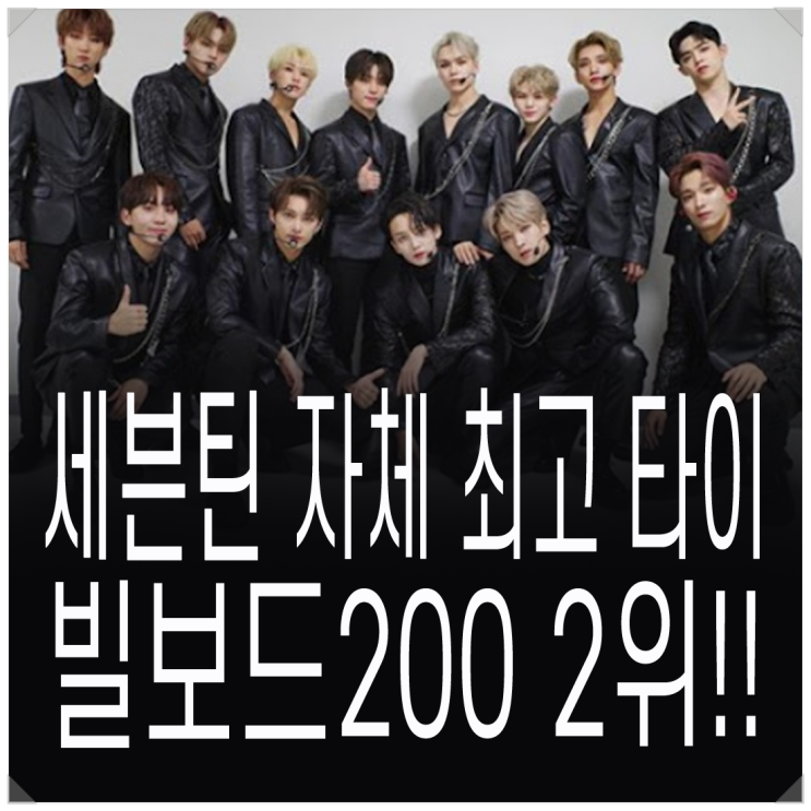 <b>세븐틴</b>, <b>빌보드 200</b>에서 2위!! 톱10에 일곱번째 연속 진출!!... 