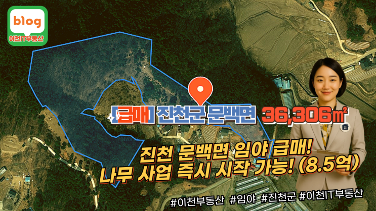   충북 진천 문백면 계산리 임야급매! 나무 사업 기반 완벽! (8.5억) 