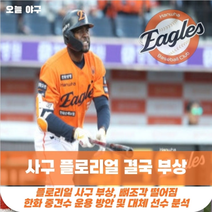 [한화] <b>플로리얼</b> 사구로 인해 4주 <b>부상</b> ?! 대체 외인 교체 ?!... 