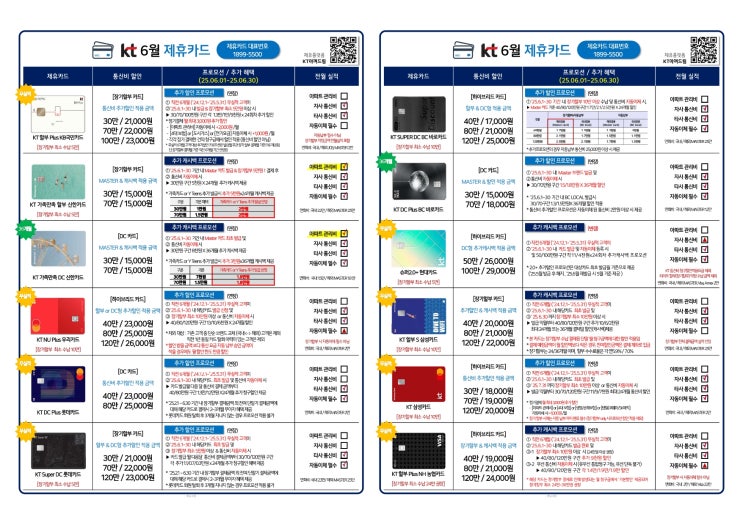  2025년 6월 KT 제휴카드 통신비 할인 총정리