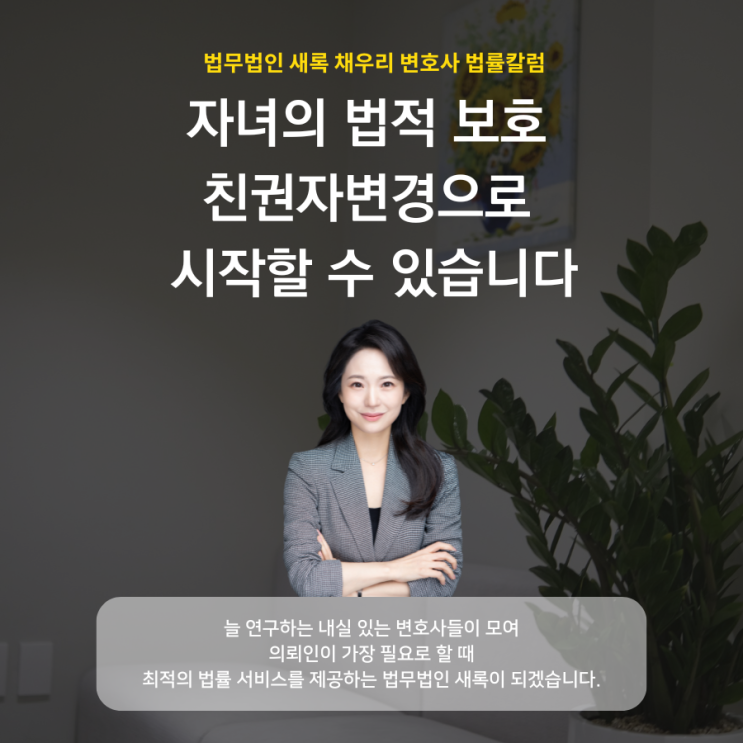  자녀의 법적 보호 친권자변경으로 시작할 수 있습니다