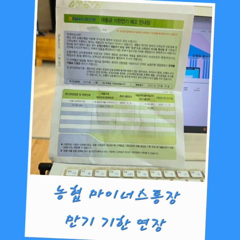 농협 마이너스통장 대출 만기 연장 인터넷 기한 연기 서류