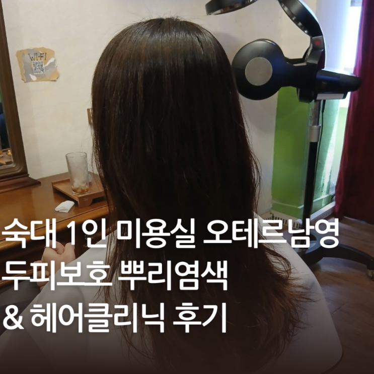  숙대 1인 미용실 오테르남영, 두피보호 뿌리 염색 + 클리닉 후기