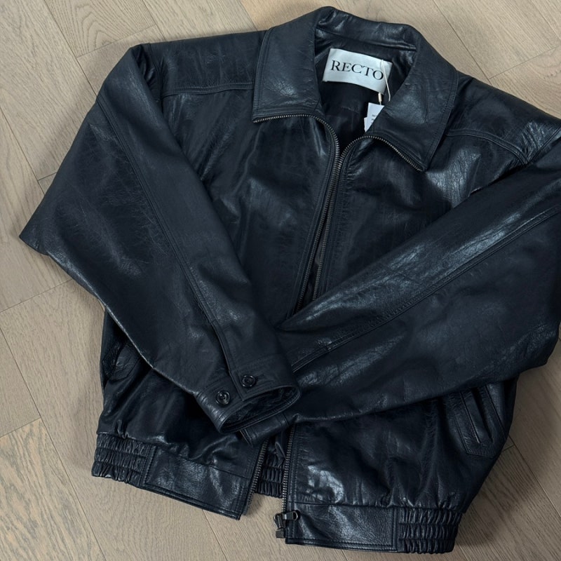 [RECTO] 렉토 빈티지 크랙 이펙트 레더 점퍼 VINTAGE CRACK EFFECT LEATHER JUMPER