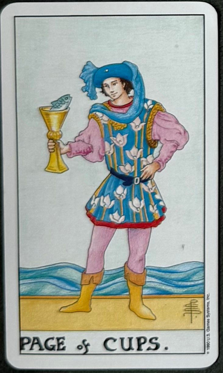 타로 카드 78장 리뷰, 12th 궁정 카드. 컵의 시종( PAGE OF CUPS )