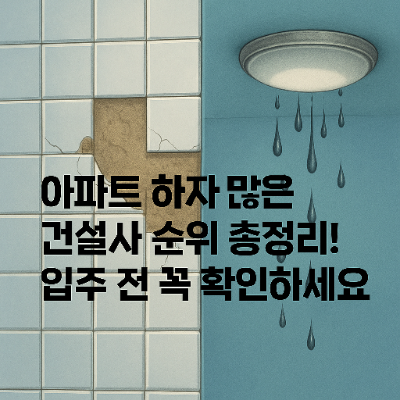  아파트 하자 건설사 순위 총정리! 입주 전 꼭 점검 확인