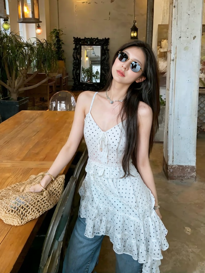 ☀️ 여름 데일리 룩북: 도트 끈나시 원피스로 완성하는 사랑스러운 꾸안꾸 스타일!