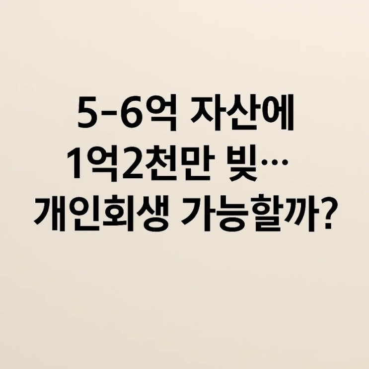  5-6억 자산에 1억2천만 빚... 개인회생 가능할까?