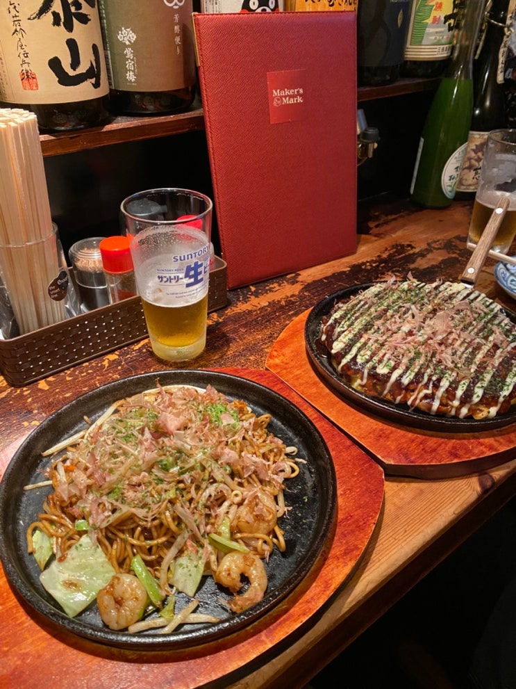후쿠오카 오코노미야끼 몬자야키 생맥주 최애맛집 만보우