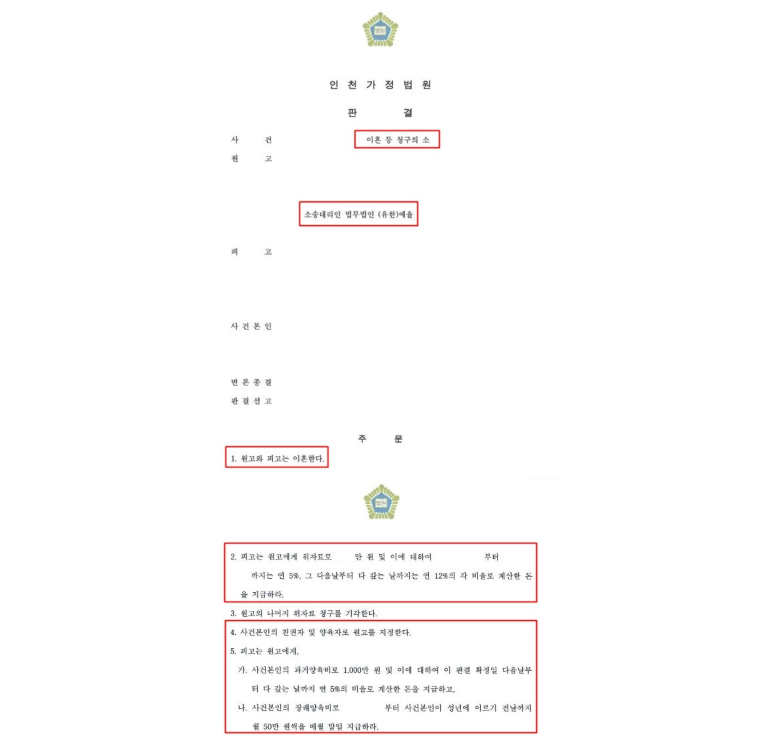 인천상간소송 위자료청구는