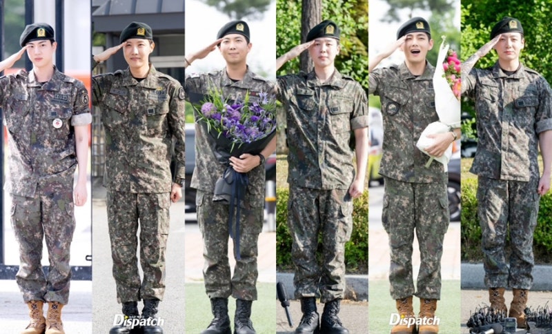 「花の靴」ARMYを励ますBTSの軍服姿、長兄ジンから末っ子ジョングクまで除隊日の写真集