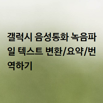  갤럭시 음성통화 녹음파일 텍스트 변환/요약/번역하기