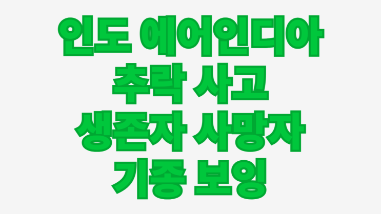 <b>인도 여객기</b> 에어인디아 추락 사고 <b>생존자</b> 사망자 기종은? (보잉)