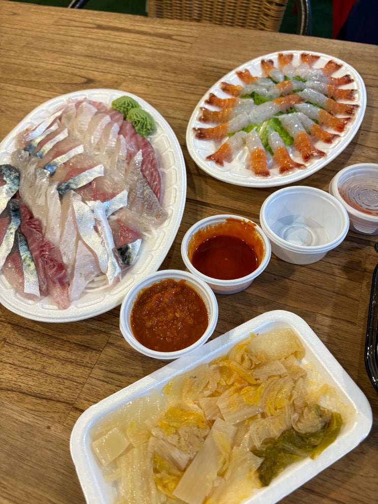  서귀포 올레시장 횟집 드림회센터:) 고등어회, 참돔, 도다리, 딱새우 회포장 후기