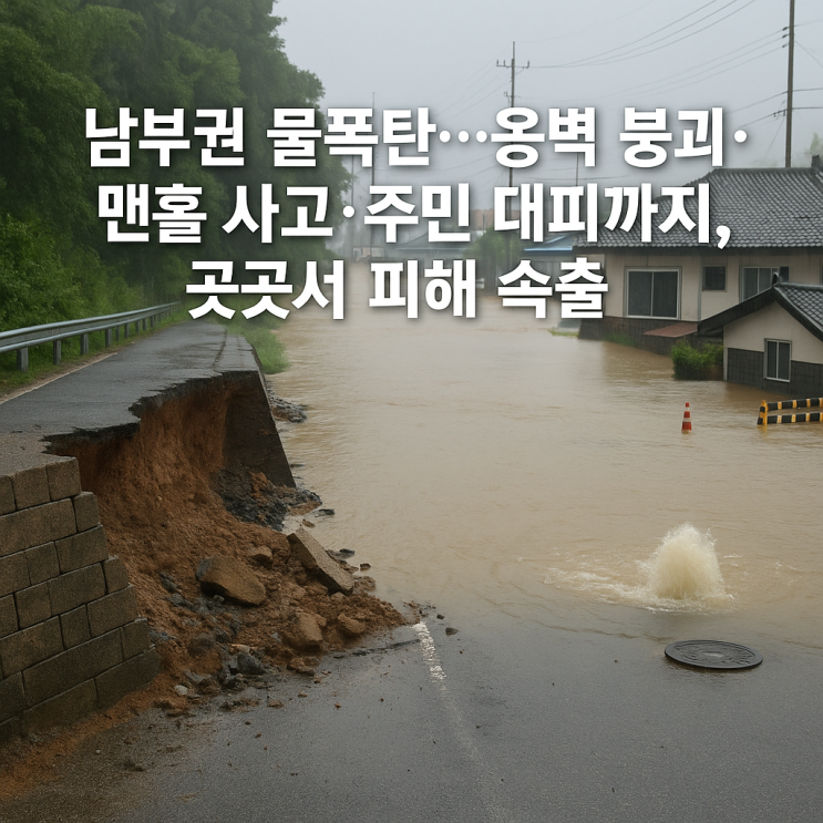 남부권 <b>물폭탄</b>…옹벽 붕괴... 대피까지, 곳곳서 <b>피해 속출</b>!