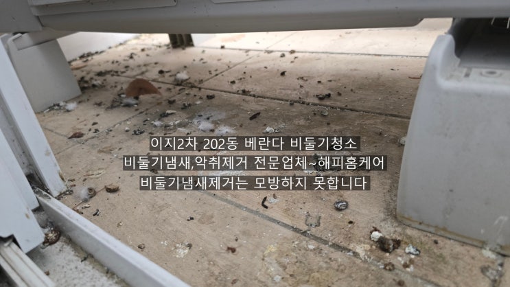  양산물금 이지2차 0.3평 베란다 실외기실 비둘기똥청소 냄새박멸