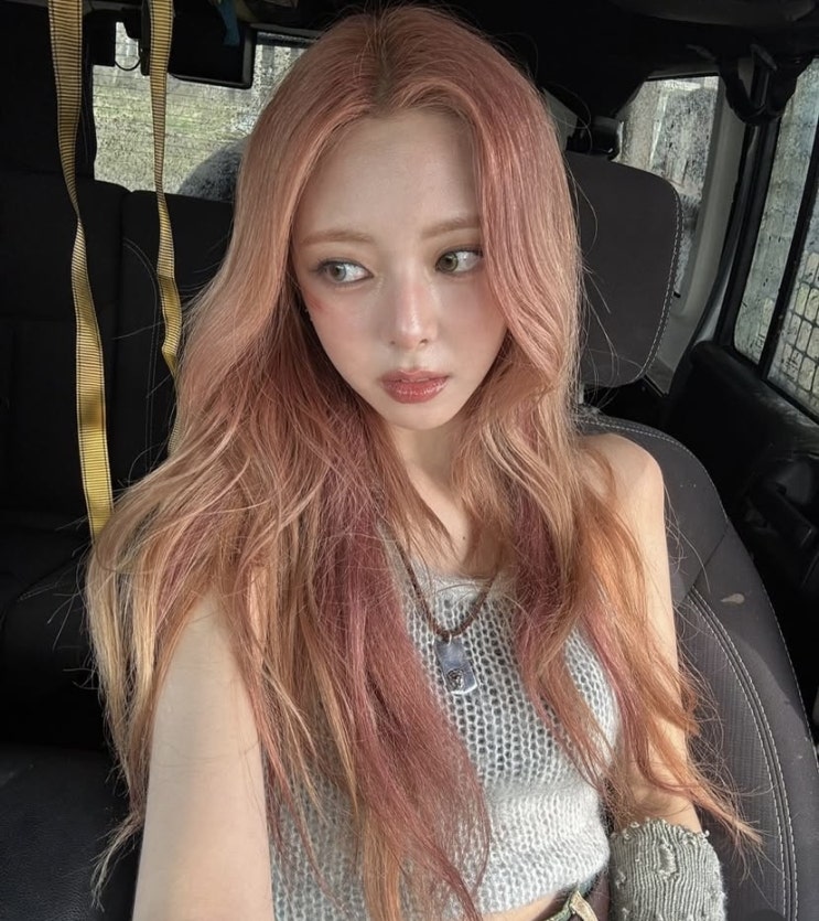  남위례 미용실에서 잇지 유나 쇼콜라 머리색 핑크오렌지염색