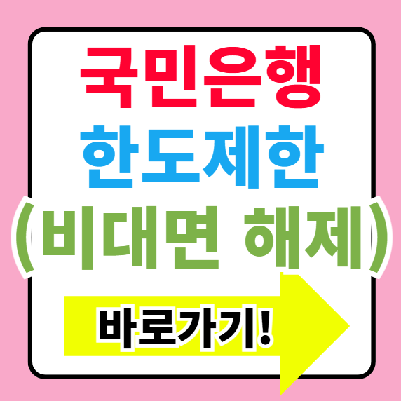  국민은행 한도제한계좌 비대면으로 해제하는 방법