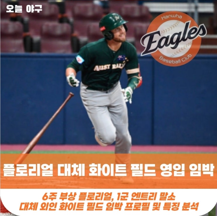 [한화] 6주 부상 <b>플로리얼</b> 결국 엔트리 <b>말소</b> / 대체 용병 화이트... 