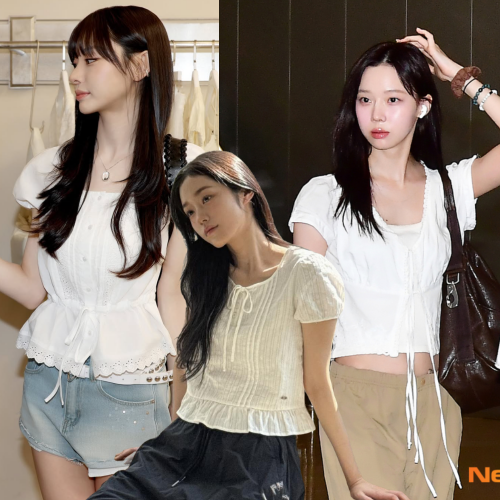  윈터, 노윤서, 노제 블라우스 여름 코디 | 익스파이어드걸, Lee, 레이브