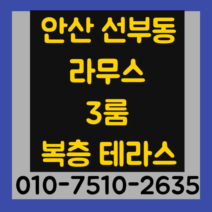  안산 선부동 라무스 3룸 복층테라스 신축빌라 최저실입주금