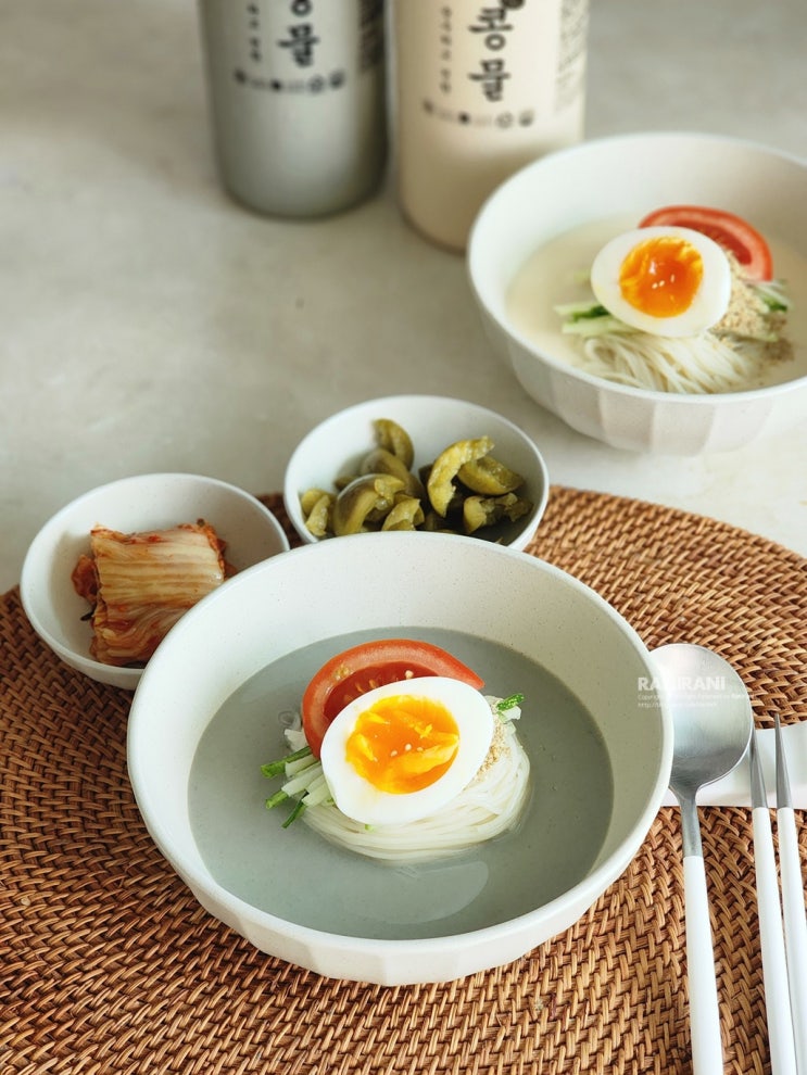간단하게 콩국수 만들기 진한 콩국수콩물 서리태 콩물